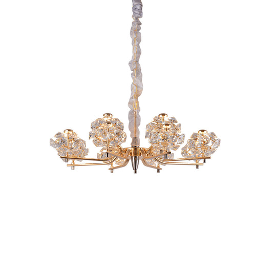 Luxury Crystal Cluster Chandelier with Gold Finish - 12-Light Glam Pendant Lamp for Living Room/Dining Room