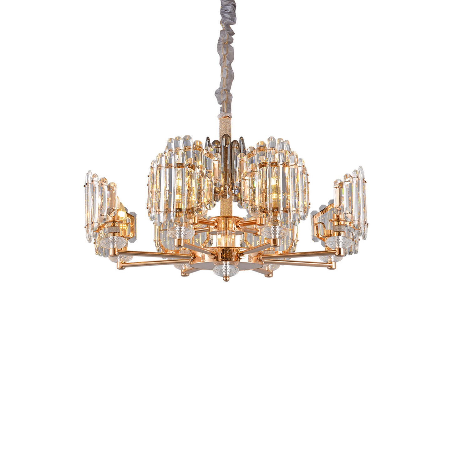 Modern Rose Gold K9 Crystal Chandelier - Luxury LED Pendant Light for Living Room/Dining Room (12 Lights)