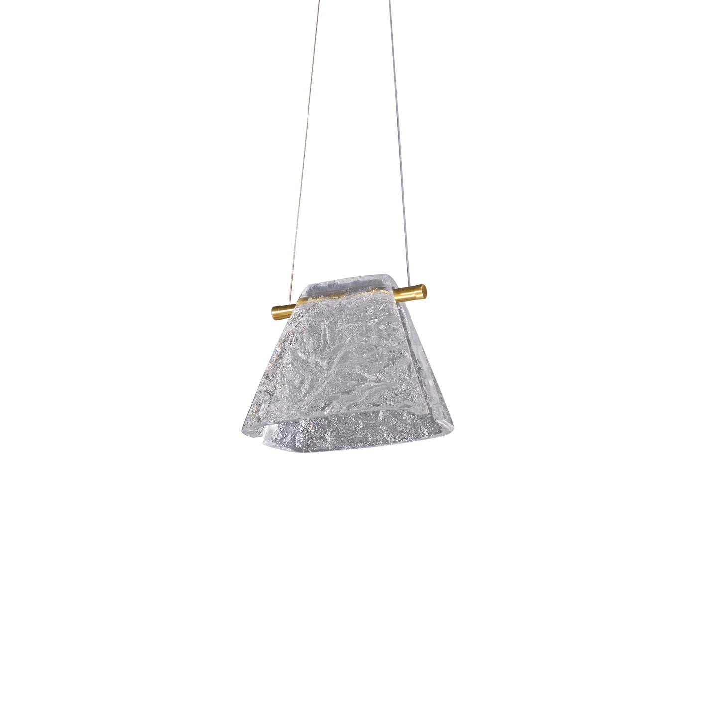 Artisan Textured Glass Pendant Light with Brass Accents - Modern Minimalist Hanging Lamp for Dining/Kitchen