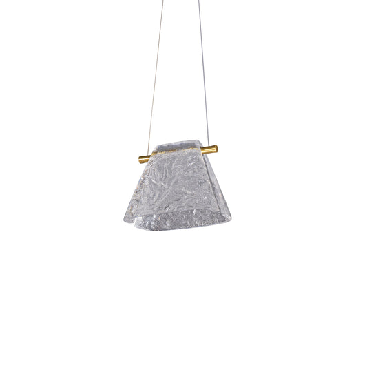 Artisan Textured Glass Pendant Light with Brass Accents - Modern Minimalist Hanging Lamp for Dining/Kitchen