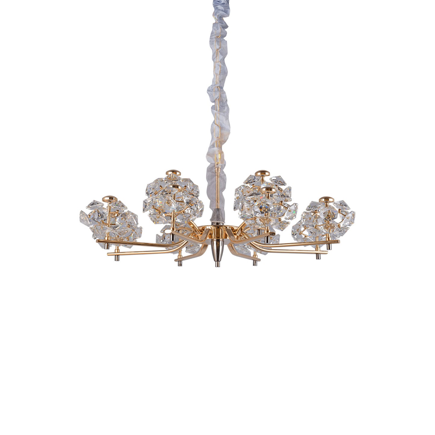 Luxury Crystal Cluster Chandelier with Gold Finish - 12-Light Glam Pendant Lamp for Living Room/Dining Room