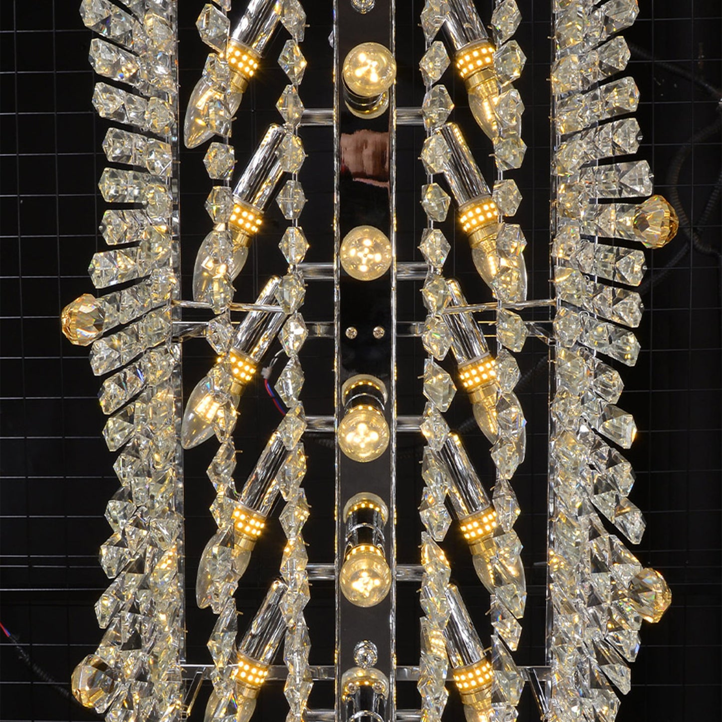 Sleek Oval Crystal Chandelier - Minimalist Multi-Tier Clear Crystal Pendant Light for Modern Dining & Living Spaces