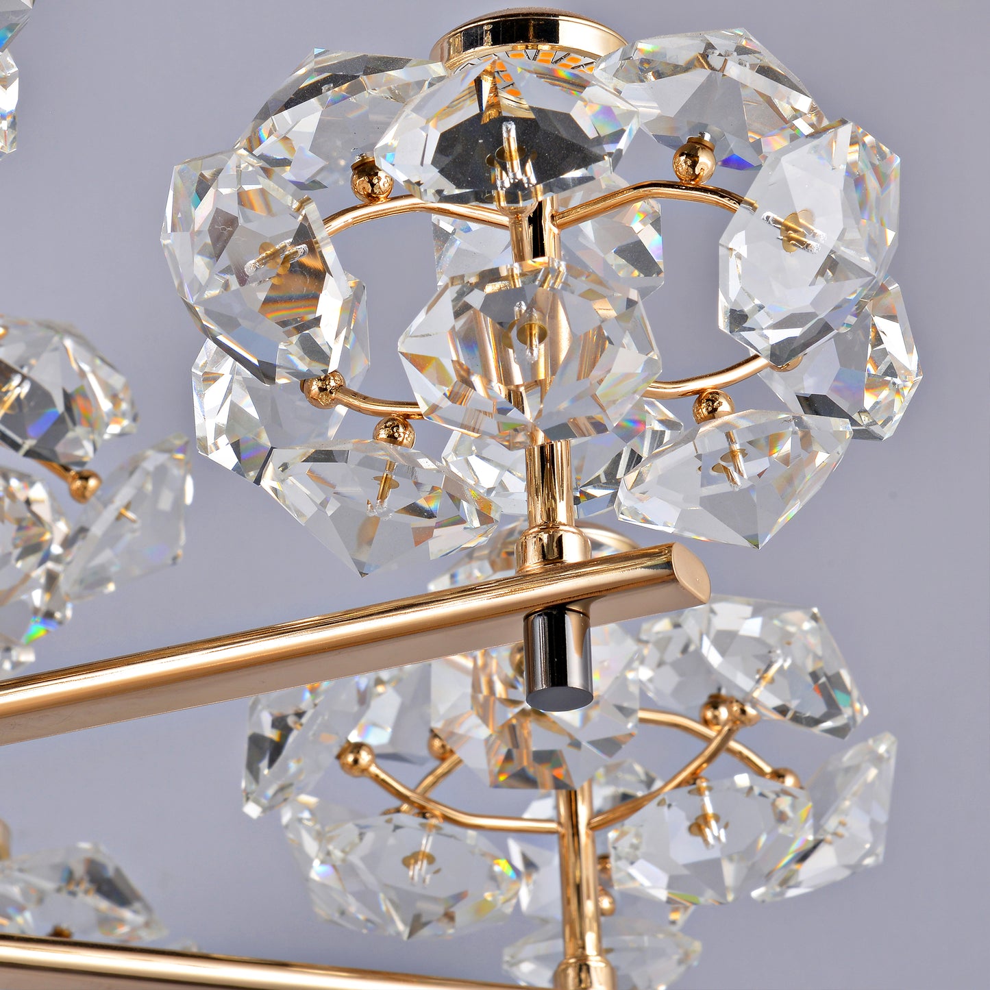 Luxury Crystal Cluster Chandelier with Gold Finish - 12-Light Glam Pendant Lamp for Living Room/Dining Room