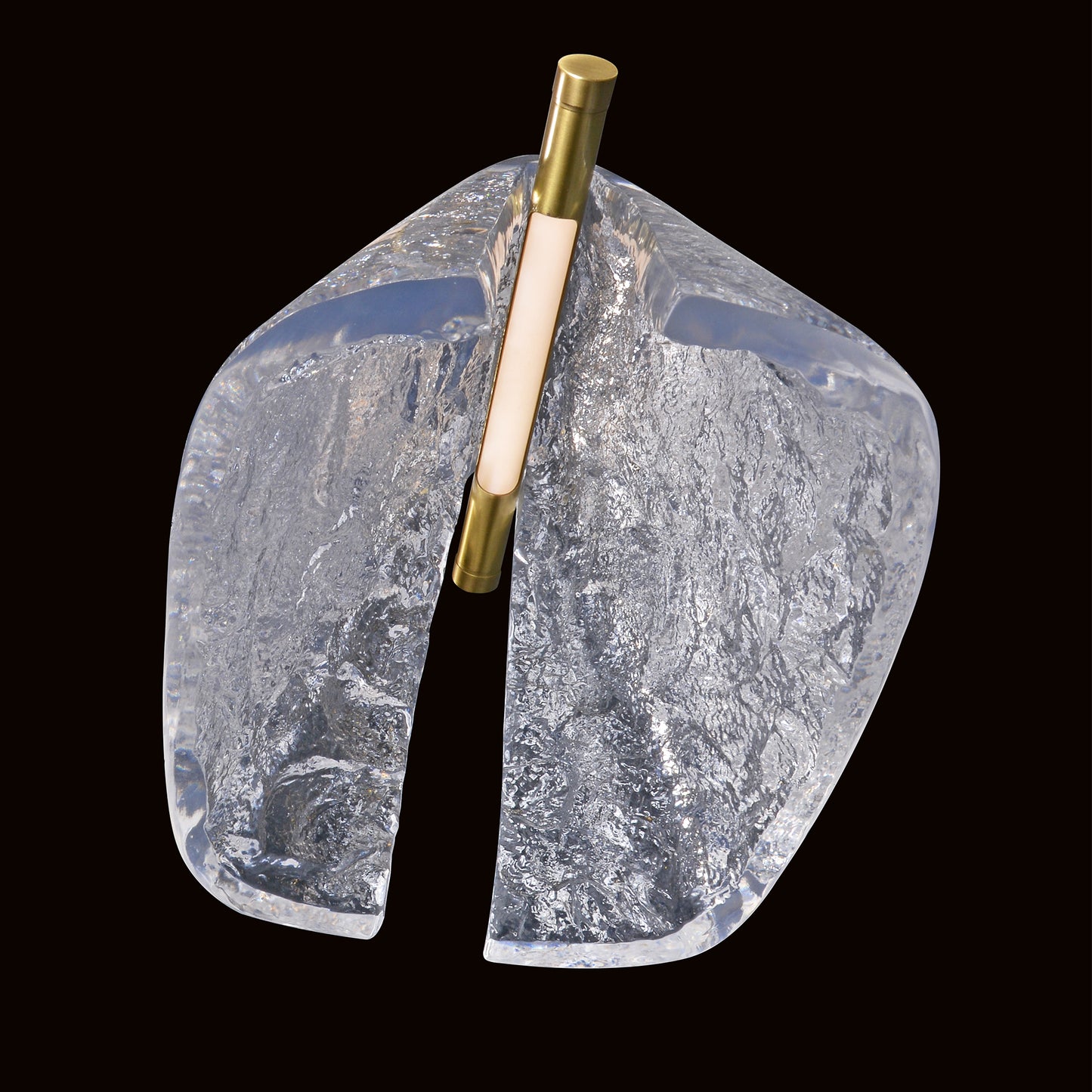 Artisan Textured Glass Pendant Light with Brass Accents - Modern Minimalist Hanging Lamp for Dining/Kitchen