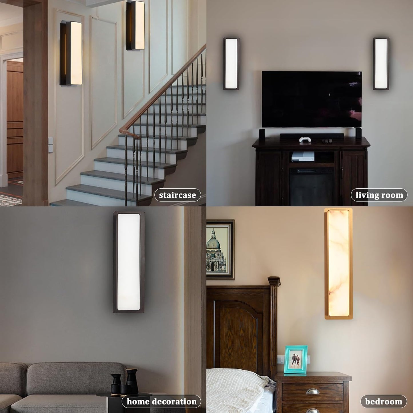 Modern LED Natural Alabaster Gypsum Wall lamp 15W Warm Yellow 2700K Wall Mounted Wall lamp Indoor sucelating Alabaster Gypsum Wall Mounted Lighting Suitable for Living Room