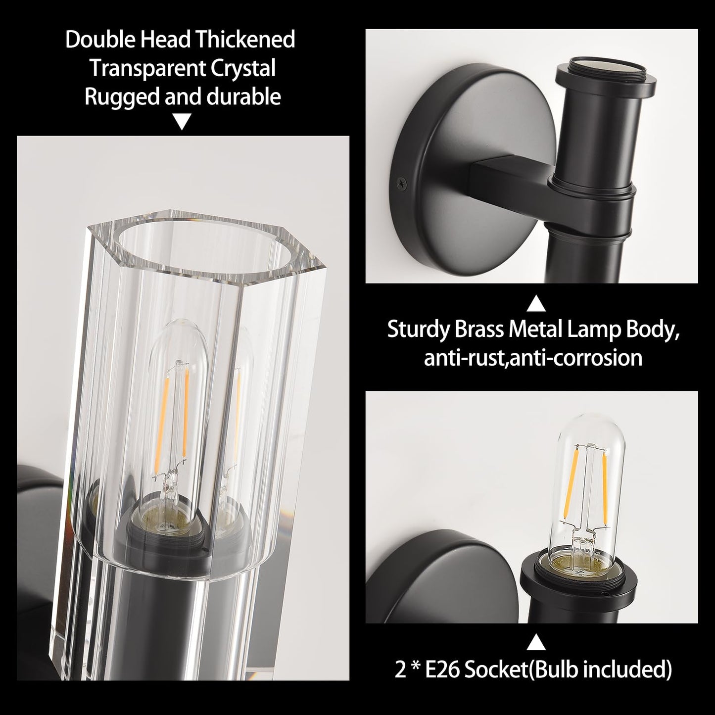 Modern Crystal Wall Sconces,K9 Crystal Brass Sconces Wall Lighting,Crystal Modern Wall Sconces Indoor Wall Sconce Bedroom Wall Sconce for Bathroom,Stairway,Entryway,Hallway, Living