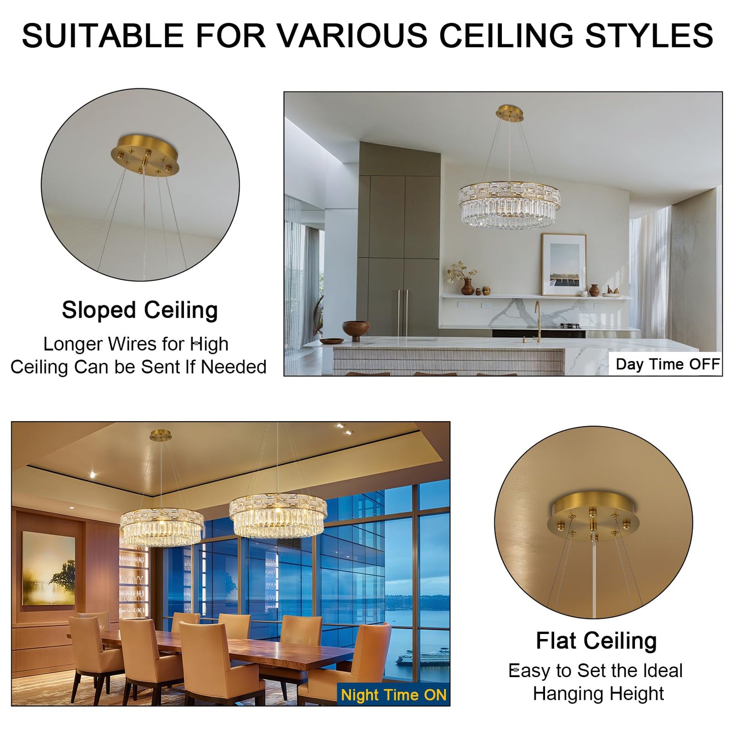 Crystal Chandeliers, 23" 8-Light Round Chandelier for Living Room, Modern Chandelier for Bedroom, Foyer Chandeliers for Entryway, Dining Room Lighting Fixture Hanging Lights