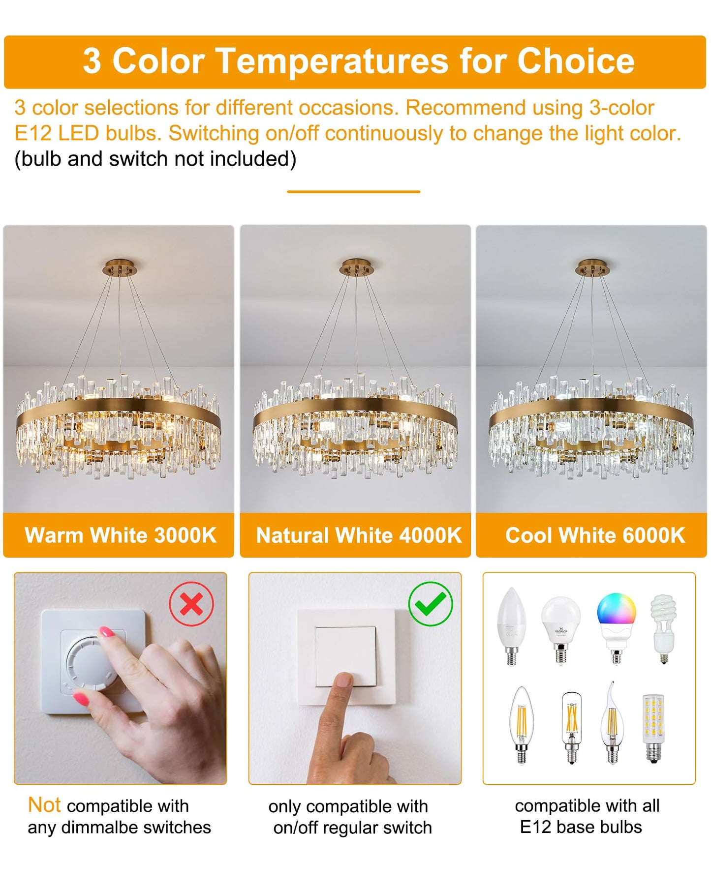 Round Crystal Chandeliers, D31.5 inch 16-Light Black Chandelier Lighting Fixture, Height Adjustable Pendant Ceiling Light for Living Room Dining Room Bedroom