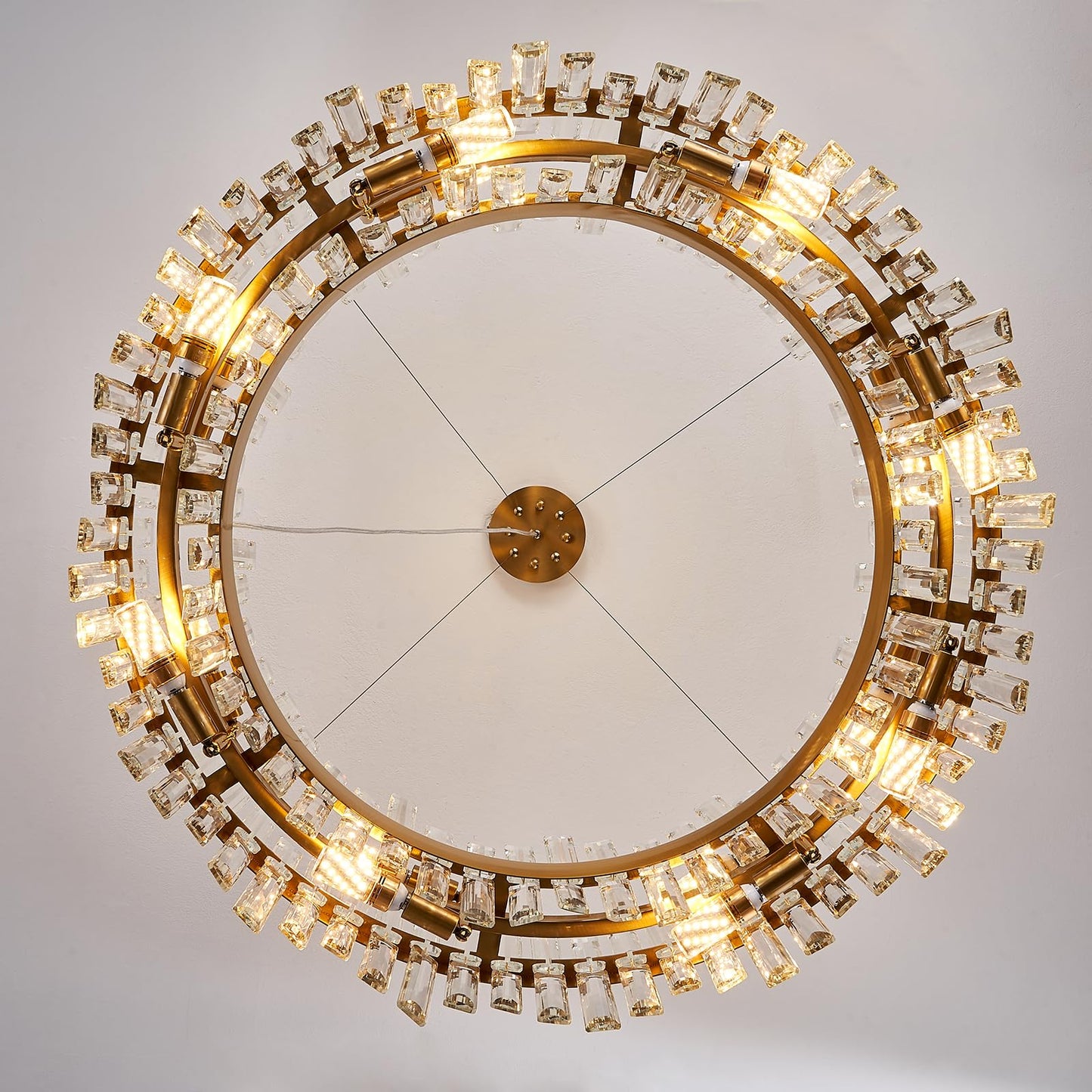 Round Crystal Chandeliers, D31.5 inch 16-Light Black Chandelier Lighting Fixture, Height Adjustable Pendant Ceiling Light for Living Room Dining Room Bedroom